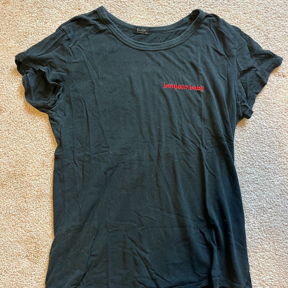 Brandy Melville “Bonjour Baby” Black T-Shirt